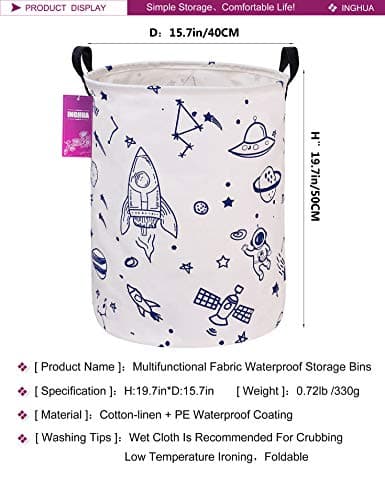 INGHUA Laundry Hamper Canvas Fabric Lightweight Storage Basket
