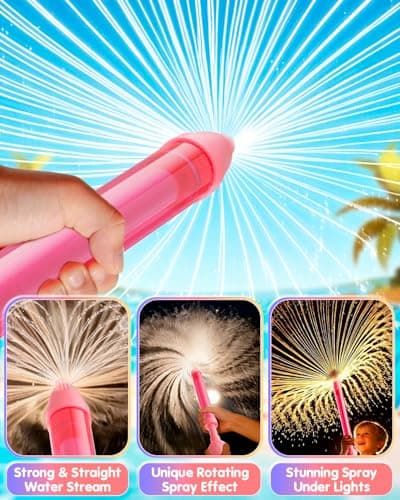 Fireworks Spray Water Blaster Squirter Gun for Kids, 4 Pack Firework Water Shooters Water Toys for Girls Boys, Pink PurpleWater Squirter Gun Bulk for Pool Party Backyard Beach Outdoor Game — view 2