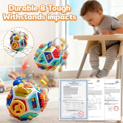 22-in-1 Busy Board for 1 Year Old, Activity Cube Montessori Sensory Toys for for Toddler 1-3, Early Educational Travel Toy for 1 Year Old Kid , Fine Motor Skills Gifts for Infant 12-18 M+ Boys & Girls — view 4