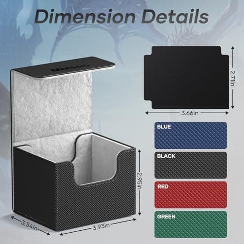Mlikero Card Deck Box, Commander Deck Box Holds 100+ Double-Sleeved Cards with 2 Dividers, Leather Magnetic Closure Card Box Fit for MTG, TCG (Black) — view 3