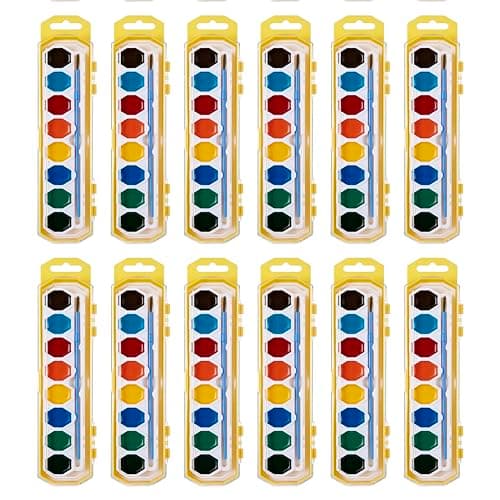 Cra-Z-Art Watercolor Paint Set with Brush Bulk Pack, 8 Colors (Pack of 12), 12 Total Paint Sets, Non-Toxic Washable Watercolors for Kids, Classroom Art Supplies & School — view 3