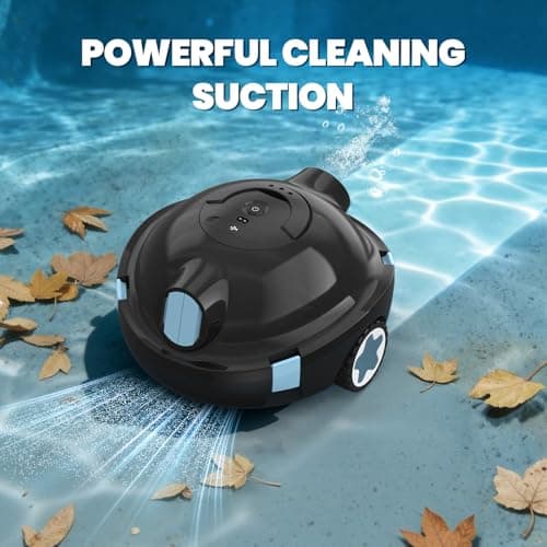 OUCAXIA Cordless Robotic Pool Cleaner with 120-Min Runtime, Dual Suction Power, Self-Parking & Smart Navigation, for Above-Ground & In-Ground Pools up to 1,100 Sq.Ft (Raven)