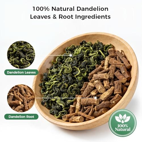 50 Bags Dandelion Leaf and Root Tea, Natural Dandelion Herbal Detox Teabag for Liver & Kidney Health, Organic Dandelion Root Tea, Caffeine Free, No Additives