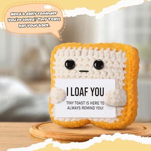Gifts for Her Him Loved One Crochet Toast “I Loaf You” Gifts for Boyfriend Girlfriend, Funny Wedding Anniversary Birthday Gift for Women Men Couples Wife Husband - Easter Basket Stuffers & Mothers day — view 4