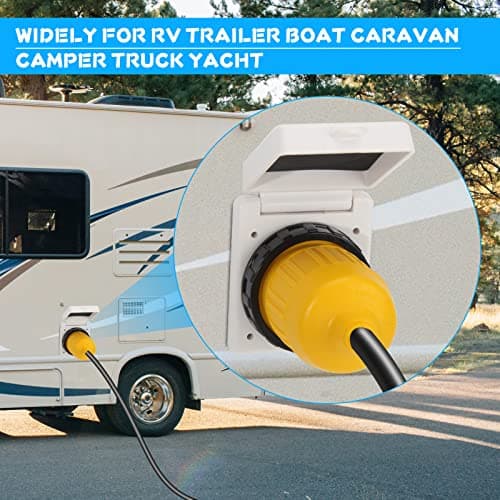 TIPHOPE 30 Amp RV Power Inlet Kit,30 Amp Shore Power Inlet Receptacle,ETL Listed 125V NEMA L5-30R Female Twist Locking Connector with Weatherproof Cover Boot Kit for RV Trailer Camper