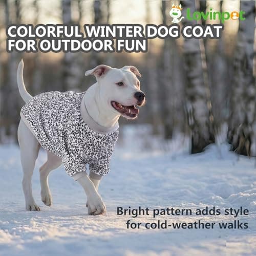 LovinPet Soft Dog Flannel Coat for Large Dogs, Warm Winter Coat with Front Sleeves, Back Zipper, Cozy Coverage for Short-Hair Breeds, Simple Black White Leopard Prints, XXL — view 5