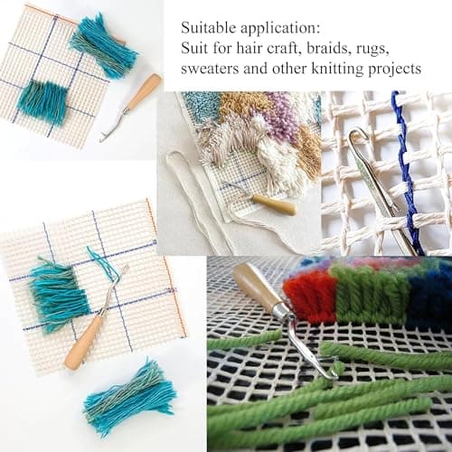 5Pcs/Sets Bent Latch Hook Crochet Hooks Hair Braiding Tools Dreadlocks Different Sizes Crocheting Weaving Needles for Hair Braiding, Rug Making and Art Crafts — view 5