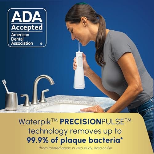 Waterpik Cordless Gem Water Flosser 5100 for Travel and Home, Rechargeable, Portable, Waterproof for Shower, Daily Gum Care, Cleaning Teeth, Braces, Implants, 3 Flossing Tips, ADA Accepted White WF-27 — view 2