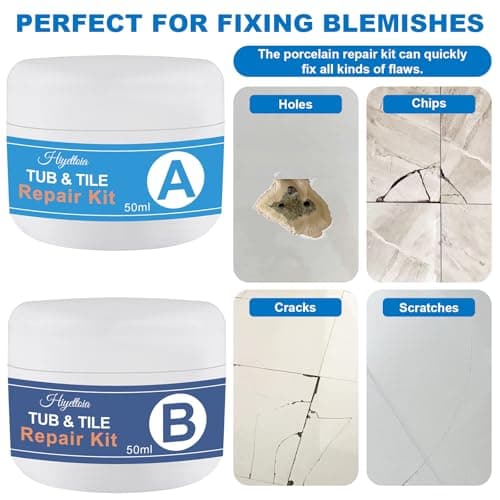 Bathtub Repair Kit, Porcelain Repair Kit for Chips, Dents, Cracks, Scratches, Fiberglass Tile Acrylic Tub Repair Kit for Ceramic Marble Quartz Resin Countertop Sink Toilet