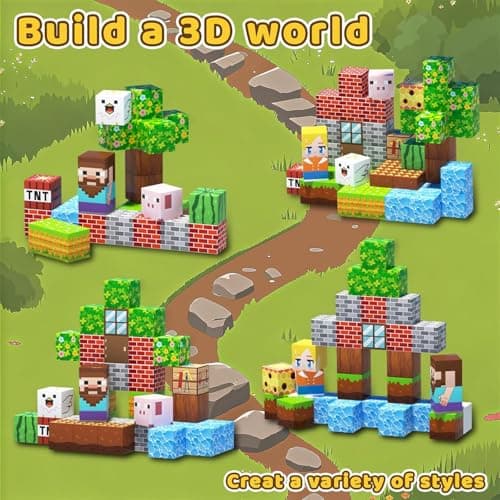 SSAWER 48 PCS Magnetic Blocks - Magnetic Building Blocks for Kids, Magnetic Cubes Sensory Toy for STEM Boys and Girls Christmas Birthday Gifts — view 4