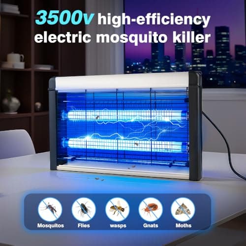 20W Electric Indoor Bug Zapper UV Bulbs –3500V Mosquito and Fly Zapper for Kitchens, Bedrooms, Living Rooms, and Covered Spaces (Indoor Bug Zapper)