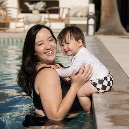 Tiny Twinkle Pull-Up Reusable Swim Diapers 2-Pack | Waterproof and UPF 50+ Sun Protection | Lightweight and Absorbent | Machine Washable(Sage,Black Checkers,0-6M) — view 3
