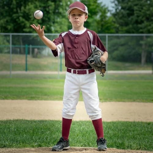 WHIPPY 2T-17Y Toddler Baseball Pants, Youth Kids Baseball Softball Tee Ball Pants for Boy Girl White 8-9Years