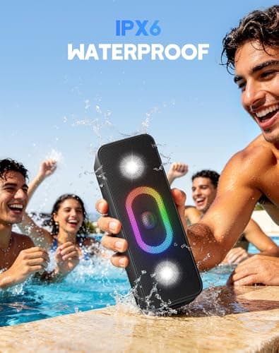 OHAYO Bluetooth Speaker, Wireless Portable Outdoor Speakers, Bold Sound and Ambient Light, IPX6 Waterproof, 24H Playtime, TWS Pairing, Built-in Mic, Home/Travel/Beach Essential, Birthday Gift, Black — view 4