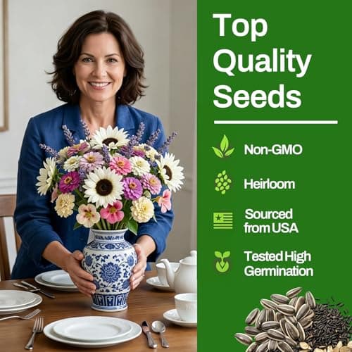 LUOJIBIE 5 Varieties Flower Seeds in Individual Packs, Includes Zinnia, Lavender, Sunflower, Marigold Nasturtium, 15,000+ High Germination Non-GMO Seeds for Planting Indoor Outdoor, Open Pollinated — view 2