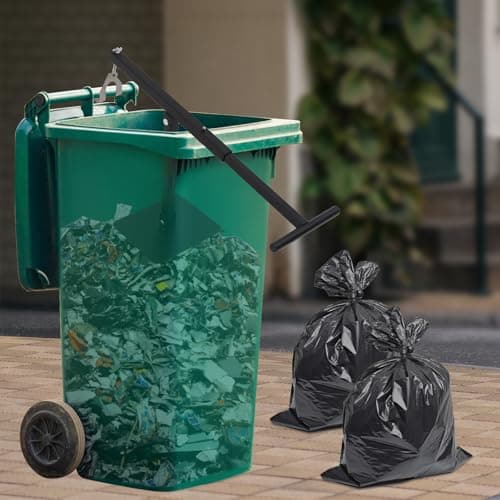 NOLANTISI Manual Trash Compactor for 54.5 & 90.8 Quart Wheeled Bins, Adjustable Height 9.8-15.7in, Foldable Space Saver with Long Handle and 2-Jaw Hook for Easy Garbage Compression — view 3