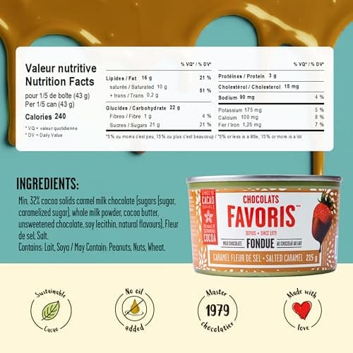 Chocolats Favoris Milk Chocolate Fondue, Salted Caramel, Small Sharing Can