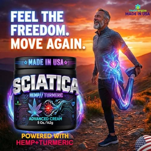 Sciatica Nerve Cream Infused with Soothing Hemp Oil, Turmeric & Lavender-Sciatic Nerve Comfort for Lower Back & Legs-Fast Absorbing Hydration, Extra Strength Non-Greasy Formula - Made in USA 5Oz.