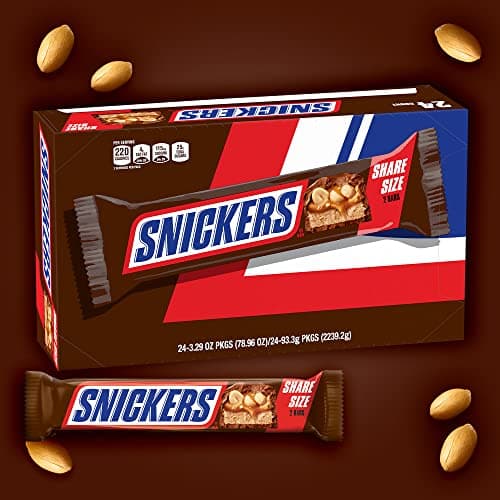 SNICKERS Milk Chocolate Candy Bars, Share Size Bulk, 3.29 oz, Pack of 24 — view 3