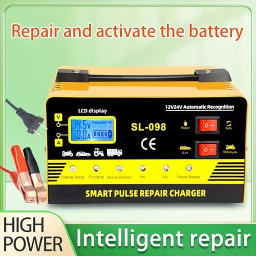SL-098 Smart Pulse Repair Battery Charger, 12V/24V Automatic Recognition, LCD Display, High Power Intelligent Repair and Activate, for Car and Motorcycle