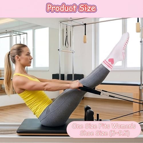 scenicamp 3 Pairs Cute Pilates Socks for Women, Non Slip, Black White Gray — view 3