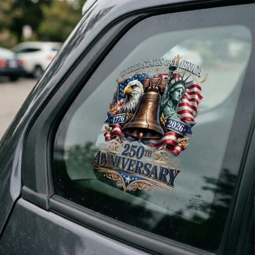 2pcs Car Window Stickers and Decals, USA 250th Anniversary Window Decal for Vehicles, 1776-2026 Patriotic Laptop Stickers, 250 Years Vinyl Bumper Graphic — view 3