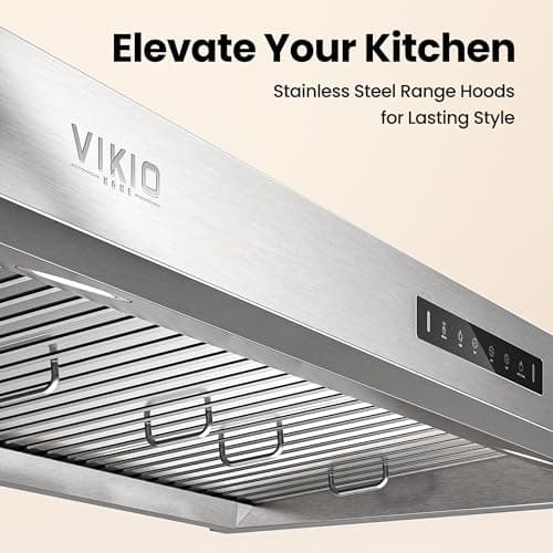 VIKIO HOME 42 Inch Under Cabinet Range Hood with 1200CFM, Range Hood,Stainless Steel Vent Hood with 3 Speed,1.5 Sones Quiet Dual Turbine Motor,Safe Baffle Filters for Kitchen Stove