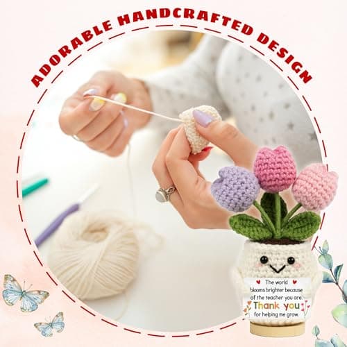 Lucagift Teacher Appreciation Gifts - Teacher Gifts for Women - Teachers Appreciation Week, Thank You Crochet for Teachers Women - Emotional Inspirational Positive Tulip Doll Toy Figure Crochet — view 2