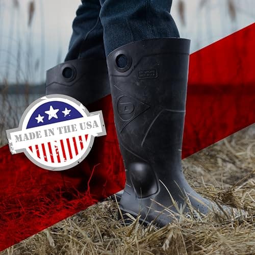 DUNLOP Chesapeake Rubber Boots Plain Toe for Men & Women – PVC - Waterproof - Lightweight Garden, Fishing & Rain Boots with Wide Calf – Black – Size 3–24