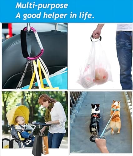 3PCS Stroller Hooks, 5.2'' Large Carabiner Clip - Carabiner Large, Baby Stroller Hooks for Hanging Bags, Stroller Accessories(Black) — view 3
