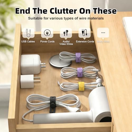 28Pcs Silicone Cable Ties Reusable, Multipurpose Cable Management Organizer, Adjustable Fastening Cable Straps with Locking Buckles, High Elasticity Cord Organizer, Travel Essentials(2 Sizes, 7Colors)