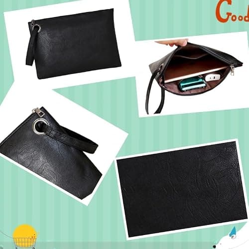 DIHKLCIO Evening Bags Purse Envelop Clutch Chain Shoulder Womens Wristlet Handbag Foldover Pouch (black) X-Large — view 5