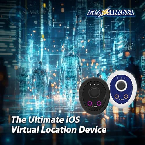 Brook Flashman Virtual GPS Joystick for iPhone (iOS 17+), Bluetooth Location Controller with Teleport, Smart Roaming, Route Cruise, Coordinate Sharing, No Jailbreak