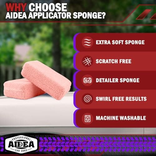 AIDEA Microfiber Applicator Pads-8 Pack, Car Wash Sponge, Pink — view 2