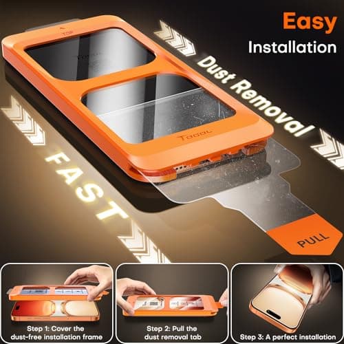 TOCOL for iPhone 17 Pro Screen Protector/iPhone 16 Pro Sceen Protector 6.3 Inch 9H Hardness Military Grade Shatterproof HD Tempered Glass for Full Coverage Protection 2 Pack — view 2