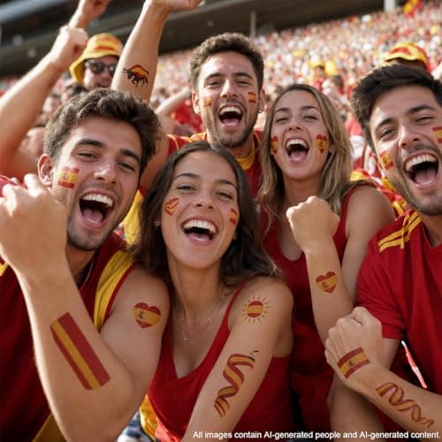 Vaollousia Temporary Tattoos Spain Flag forWorld Cup 2026, National Country Flag Tattoo Stickers, Soccer Fan Party Face Body Tattoo, Waterproof Football Fan Accessories for Adult Kid Cheek Arm Hand — view 5