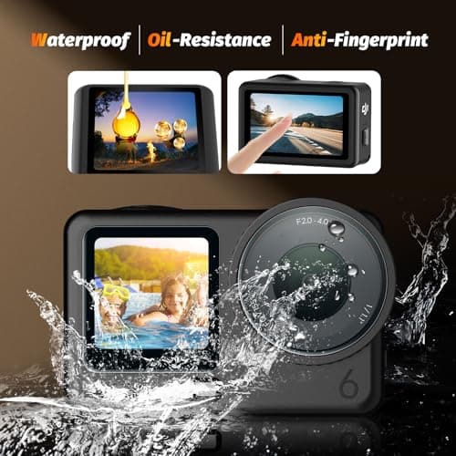 AMAZEAR Lens Screen Protector for DJI Osmo Action 6 Accessories (2 Sets), Action6 Pro Tempered Glass Protector OLED Display, Full Protection, Ultra HD, 9H Hardness, Scratch Resistant(TGP & Lens Caps) — view 3