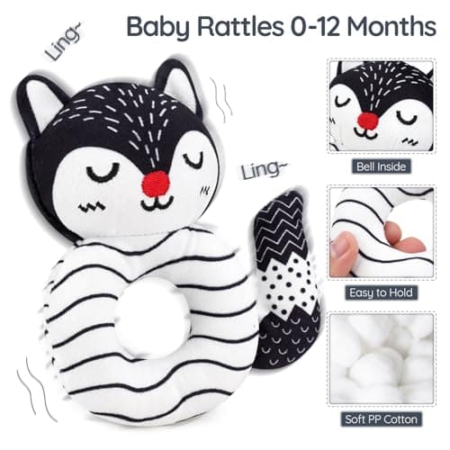 Joyreal High Contrast Baby Toys for Newborn, Black and White Baby Sensory Toys with Car Seat Toys,Infant Toys with Black White Cards Book, Montessori Toys for Baby Gifts (Elephant Theme) — view 3