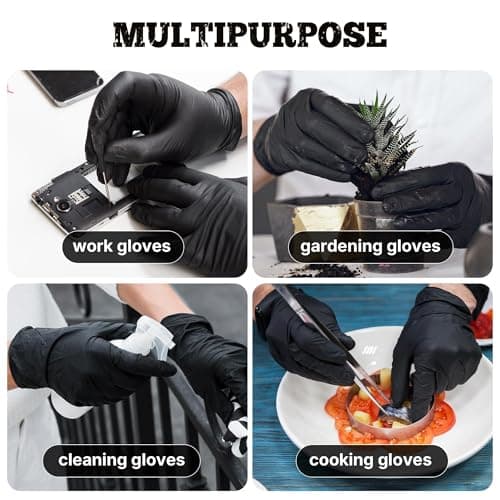 TitanFlex Black Nitrile Disposable Gloves, 5 Mil, Fully Textured, Heavy Duty, Latex Free & Powder Free for Cooking, Food Prep, kitchen clean, 100 ct (S) — view 5