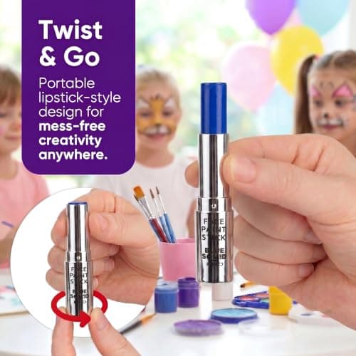 Blue Squid Purple Face Paint Stick - Water based Body Paint for Adults & Kids - Vegan Hypoallergenic Twist-Up Non-Toxic Makeup Stick for Cosplay, & SFX (Purple) — view 3