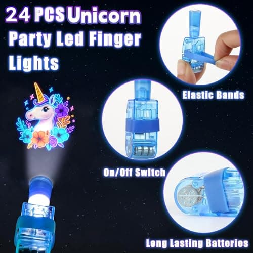 24PCS Unicorn Party Favors Finger Lights, 8 Designs Light Up Finger Lights for Birthday Party Favors, Goodie Bag Stuffers Bulk Party Favors, Light Up Party Favors for Gamer Birthday Decorations — view 5