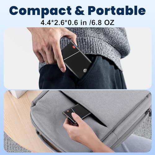 Aaoyun 10000mAh Portable Power Bank, 22.5W PD Fast Charging Battery Pack with Built-in USB-C Cable, Ultra-Slim External Phone Charger for iPhone 17/16/15, Samsung Galaxy S24, Android (Black) — view 4