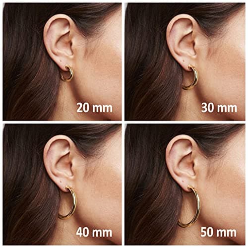 PAVOI 14K Yellow Gold Plated Lightweight Chunky Open Hoops - Gold Hoop Earrings for Women - 20mm Thick Infinity Hoops Women Earrings — view 2