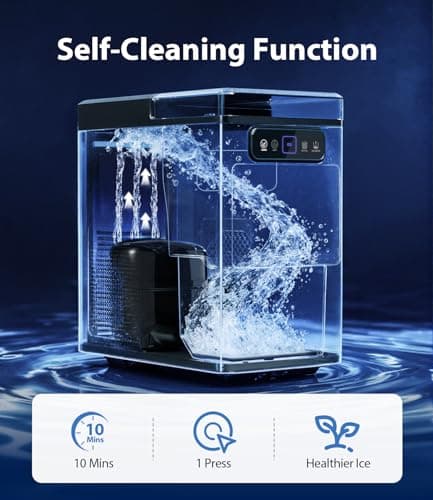 SenCre Nugget Ice Maker 40lbs/Day, Countertop Ice Maker Soft Chewable Ice, Ice Makers One-Click & Self-Cleaning, Crushed Pellet Ice Machine with Scoop&Basket for Home/Kitchen/Office, Stainless Silver — view 3