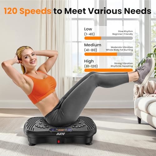 AXV Vibration Plate Fitness Platform Exercise Machine Vibrating Shaking Full Body Shaker Workout Vibrate Stand Shake Board Sport for Weight Loss Fat Burner for Gym Home Office — view 4