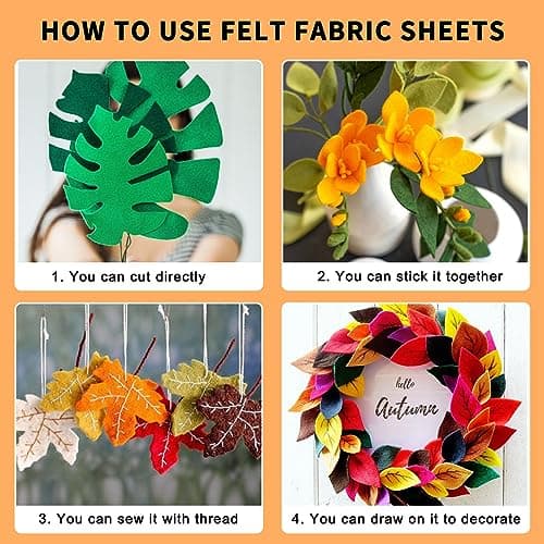 HTVRONT Felt Sheets for Crafts - 9pcs Stiff Green Felt, 8x12 Sheet, 1mm Fabric, A4 Size Patchwork Craft Supplies — view 5