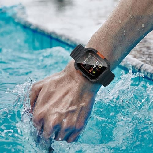 Zumyzu Rugged Waterproof Case for Apple Watch 44mm Series 6 5 4 SE with Tempered Glass Screen Protector, Durable Hard PC Bumper Protective Face Cover for iWatch 44 mm Black — view 4