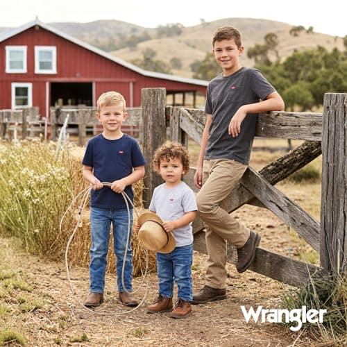 Wrangler Boys T-Shirts – 2 Pack Boys Shirts for Baby Toddler Teen Boys, Soft Cotton Pocket T-Shirt for Everyday Wear, School