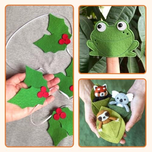HTVRONT Felt Sheets for Crafts - 9pcs Stiff Green Felt, 8x12 Sheet, 1mm Fabric, A4 Size Patchwork Craft Supplies — view 4