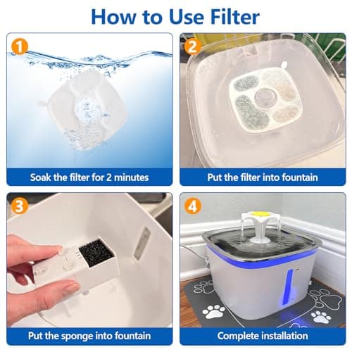 24 Pcs Cat Water Fountain Replacement Filters-12 Pack Cat Fountain Filters with 12 Pack Sponges, Compatible with VEKEN 95oz/2.8L, 67oz/2L, 135oz/4L Pet Drinking Fountain — view 3